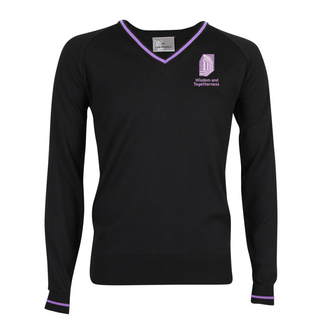 Clapton Girls Academy V-Neck Jumper with Stripe