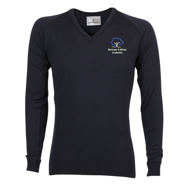 Glenmoor & Winton Academy Fine Knit V-Neck Jumper