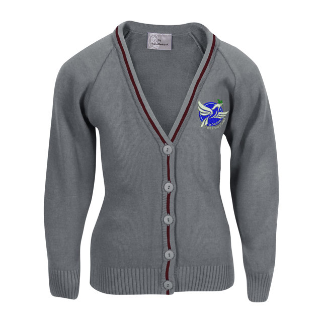 St Columba C of E Primary School Knitted Cardigan with Stripe
