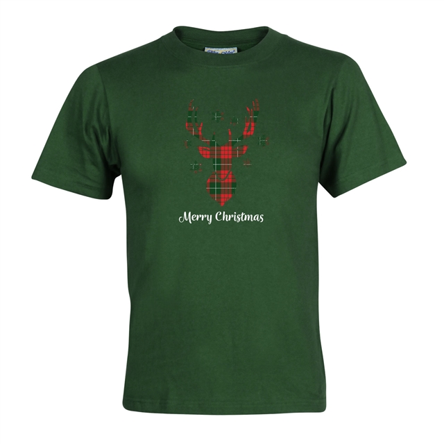 Tartan Reindeer Christmas T-Shirt - Adult