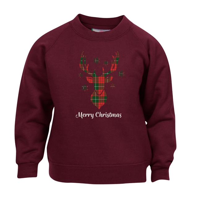 Tartan Reindeer Christmas Sweatshirt - Child