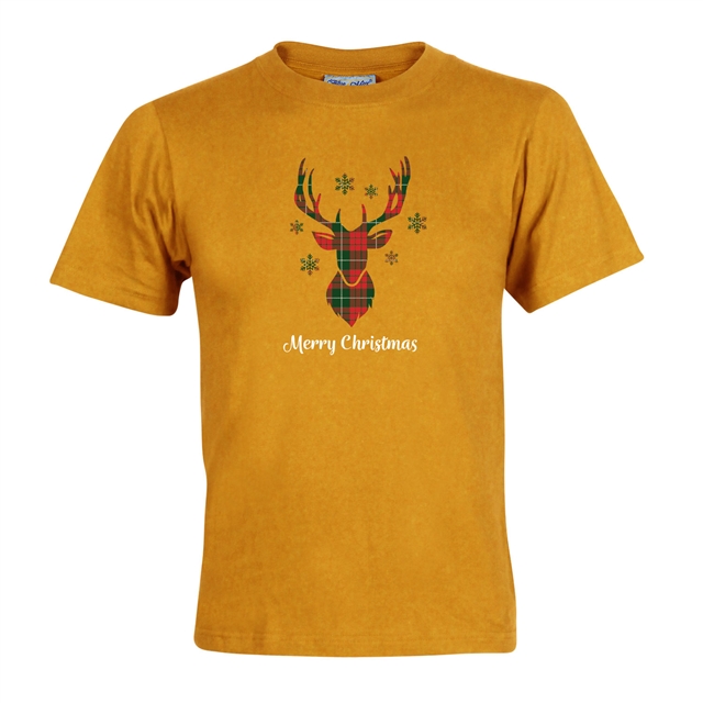 Tartan Reindeer Christmas T-Shirt - Child