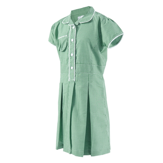 Green Gingham School Summer Dress