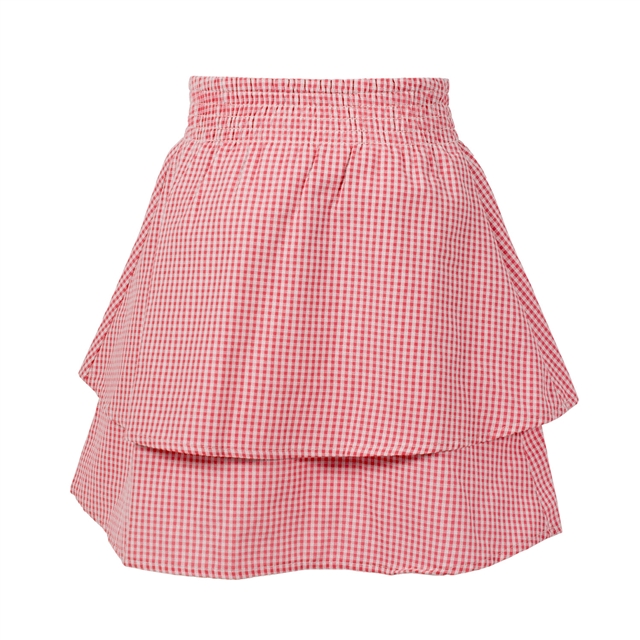 Red Gingham Tiered School Skirt