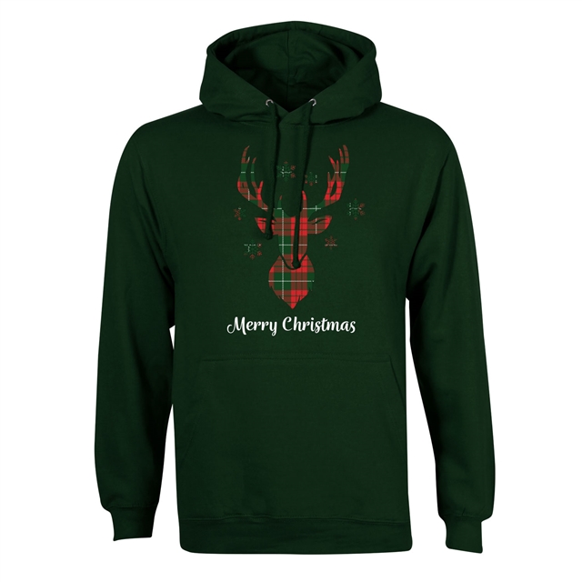 Tartan Reindeer Christmas Hoodie - Adult