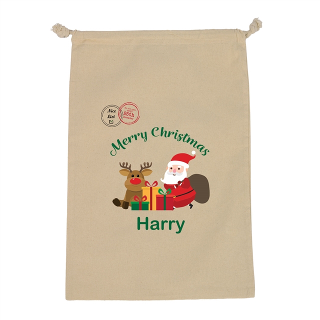 Personalised Merry Christmas Santa Stocking Gift Sack - Large