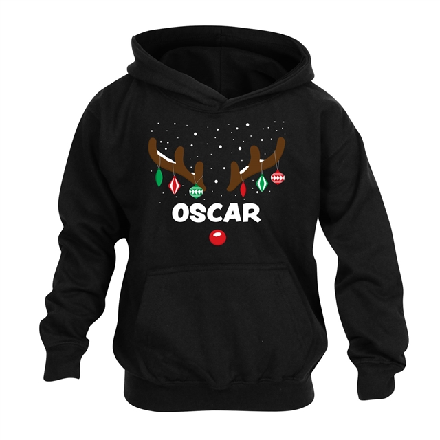 Reindeer Antlers Personalised Christmas Hoodie - Child