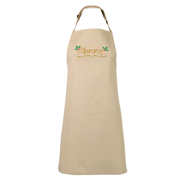 Personalised Metallic Name & Holly Christmas Apron - Adult
