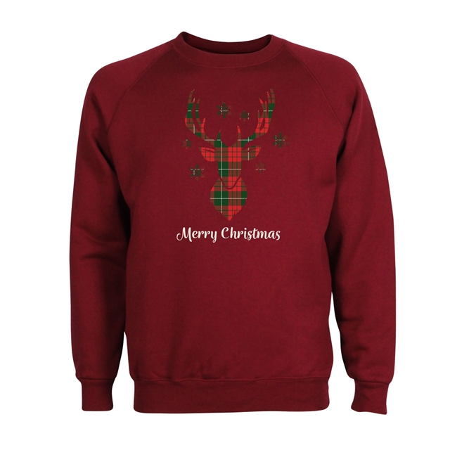 Tartan Reindeer Christmas Sweatshirt - Adult