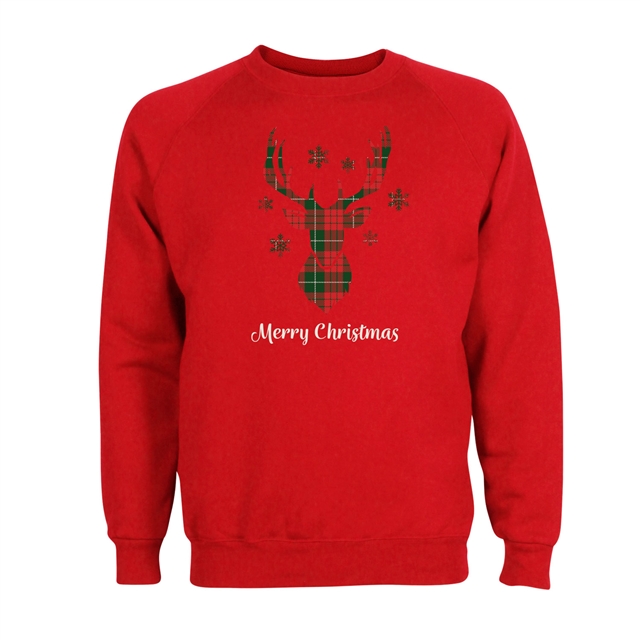Tartan Reindeer Christmas Sweatshirt - Adult