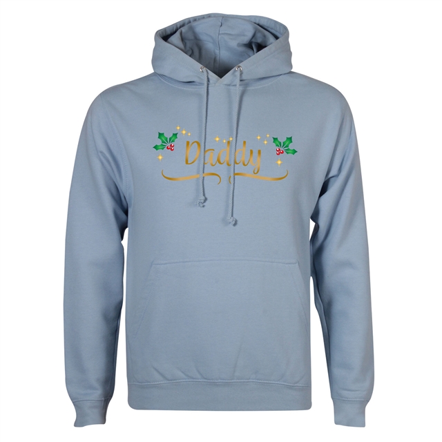 Personalised Metallic Name & Holly Christmas Hoodie - Adult