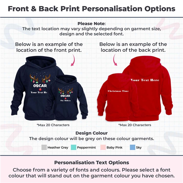 Reindeer Antlers Personalised Christmas Hoodie - Child