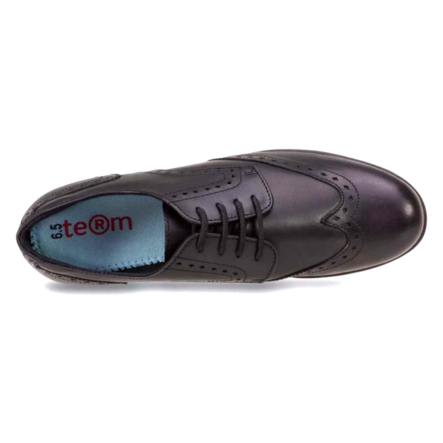 Senior Girls Lace Up Black Brogue School Shoes