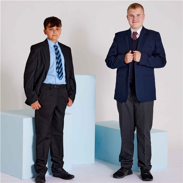 Grey Boys Flat Front Trousers