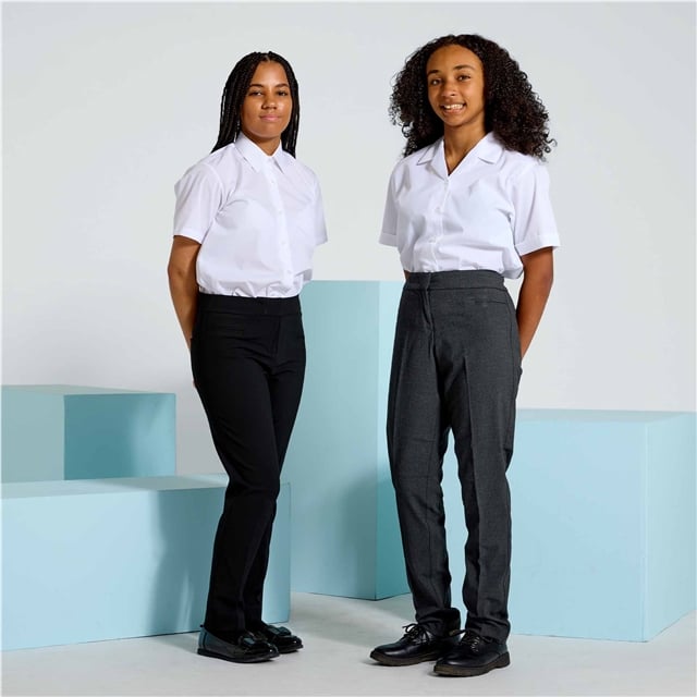 Grey Girls Straight Leg School Trousers