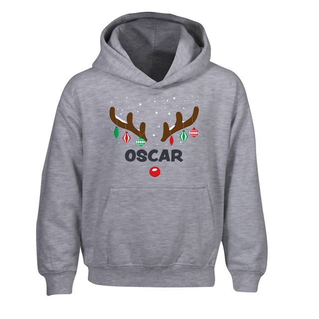 Reindeer Antlers Personalised Christmas Hoodie - Child