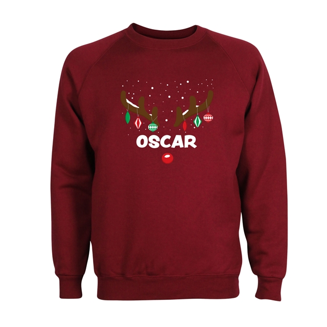 Reindeer Antlers Named Personalised Christmas Sweatshirt - Adult