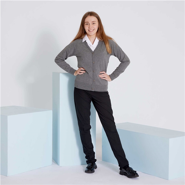 Black Girls Straight Leg School Trousers