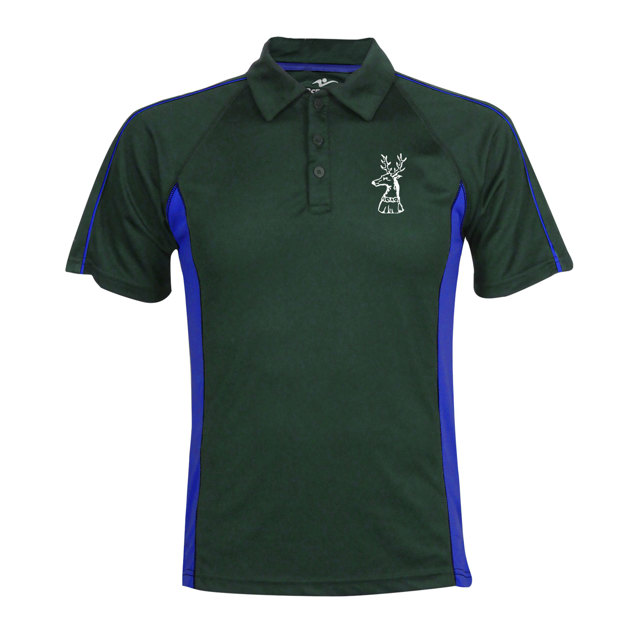 Hinchingbrooke School Unisex Sports Polo Shirt - Sparrow (Green/Blue)