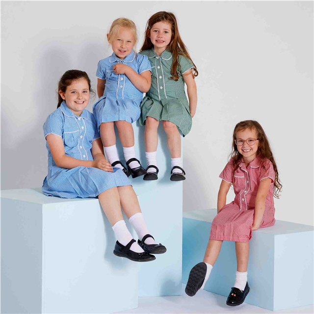 Green Gingham School Summer Dress