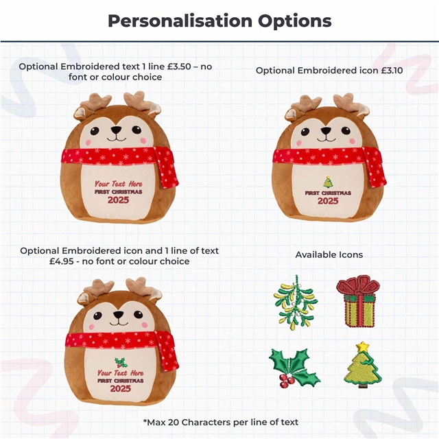 Personalisable First Christmas Reindeer Soft Toy