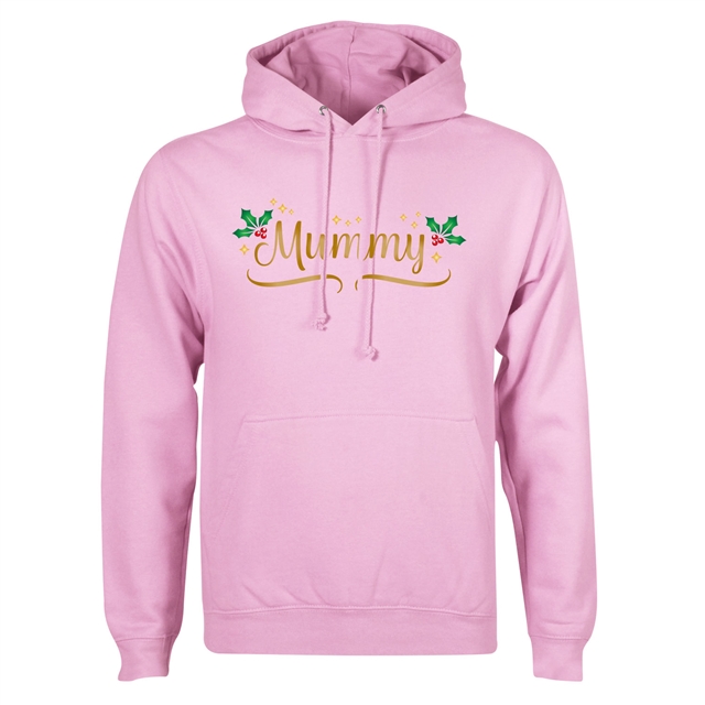 Personalised Metallic Name & Holly Christmas Hoodie - Adult