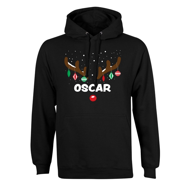 Reindeer Antlers Personalised Christmas Hoodie - Adult