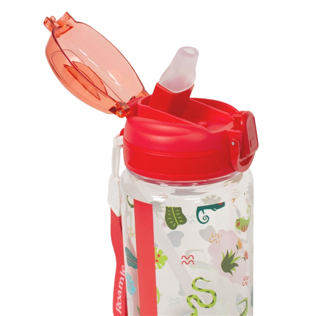 Close up of jungle classic water bottle showing secure drinking cap
