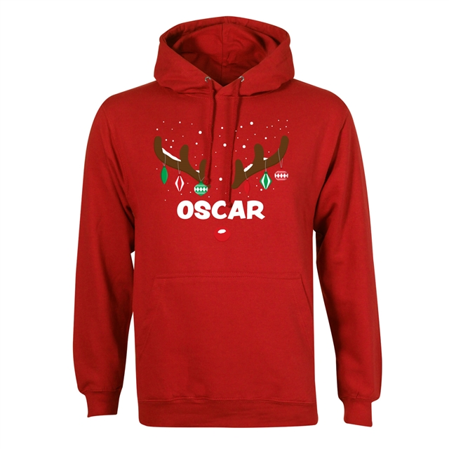 Reindeer Antlers Personalised Christmas Hoodie - Adult