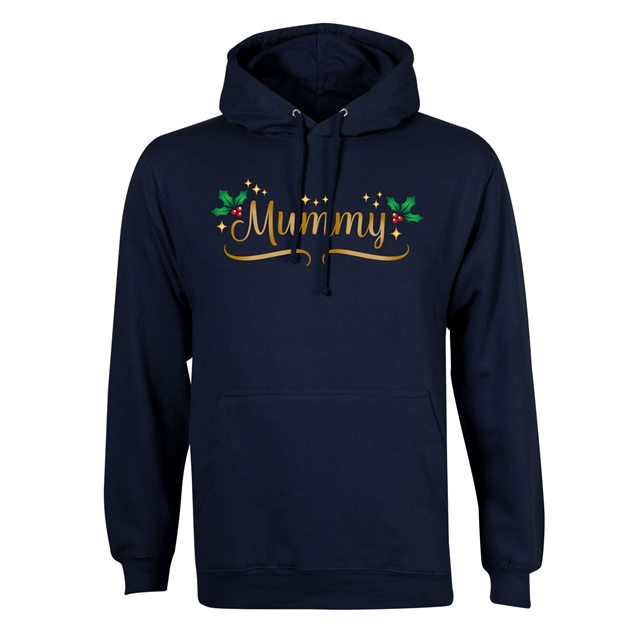 Personalised Metallic Name & Holly Christmas Hoodie - Adult