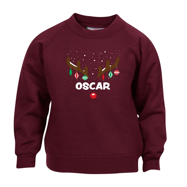 Reindeer Antlers Personalised Christmas Sweatshirt - Child