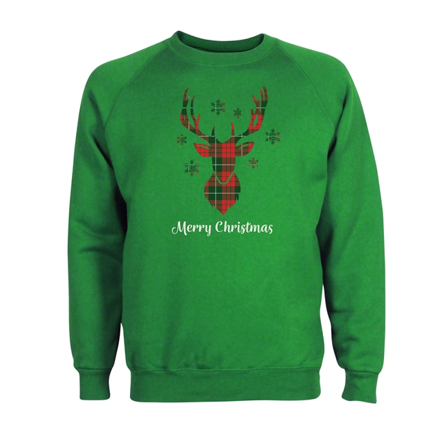 Tartan Reindeer Christmas Sweatshirt - Adult