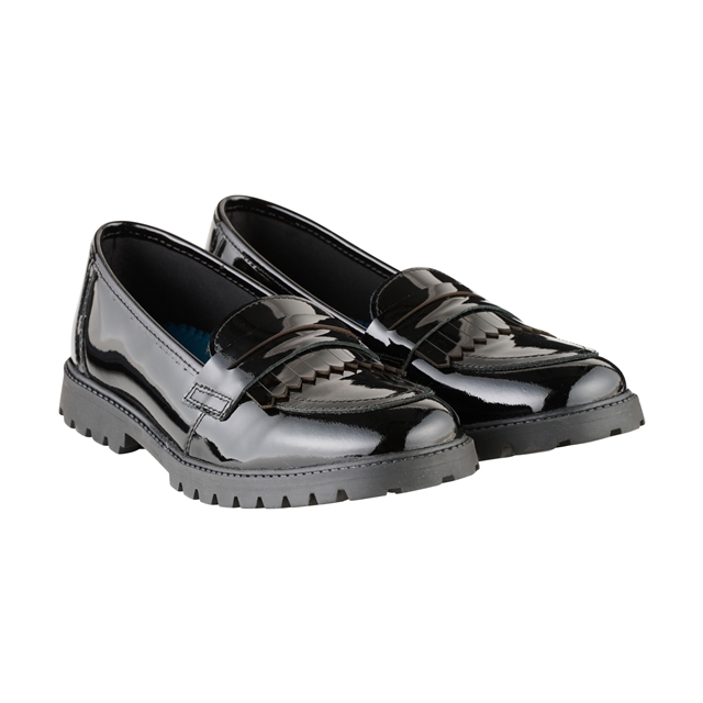 Girls Black Patent Loafer School Shoes