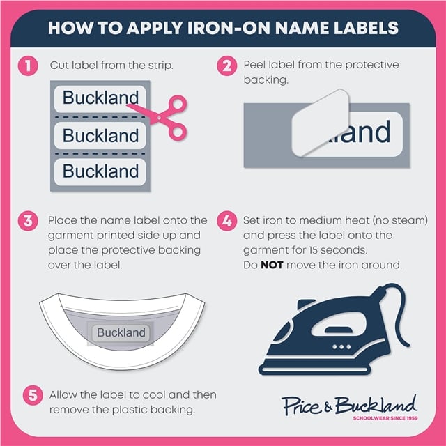 Iron On Name Labels - 20 Per Pack