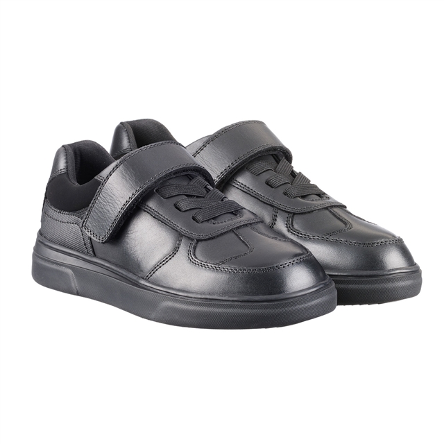 Junior Boys Tape and Lace Leather Shoes