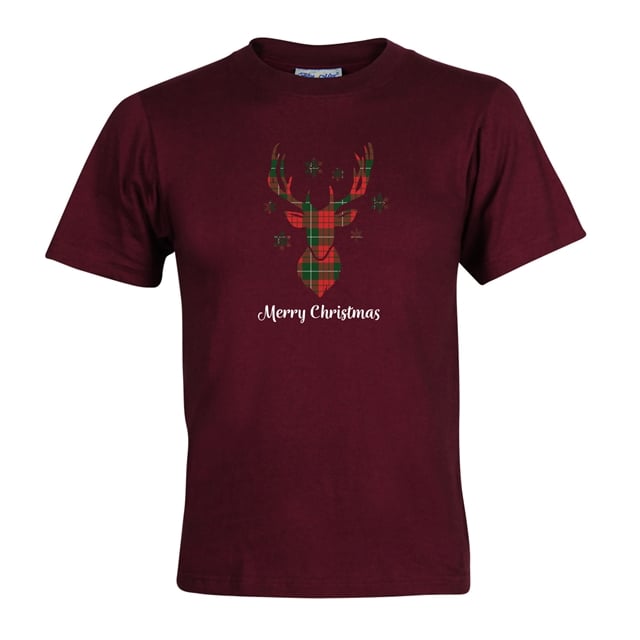 Tartan Reindeer Christmas T-Shirt - Adult