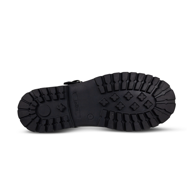 Girls Black T-Bar Buckle Leather School Shoes