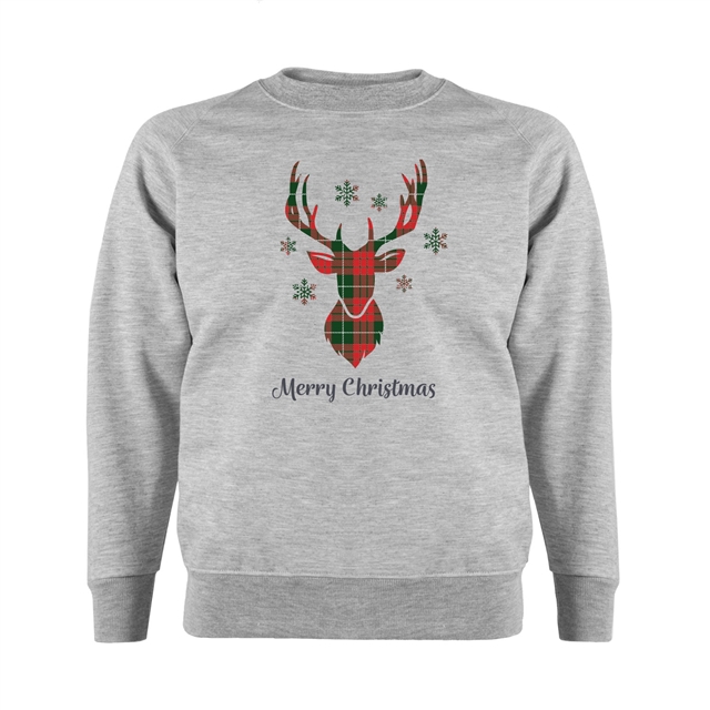Tartan Reindeer Christmas Sweatshirt - Child