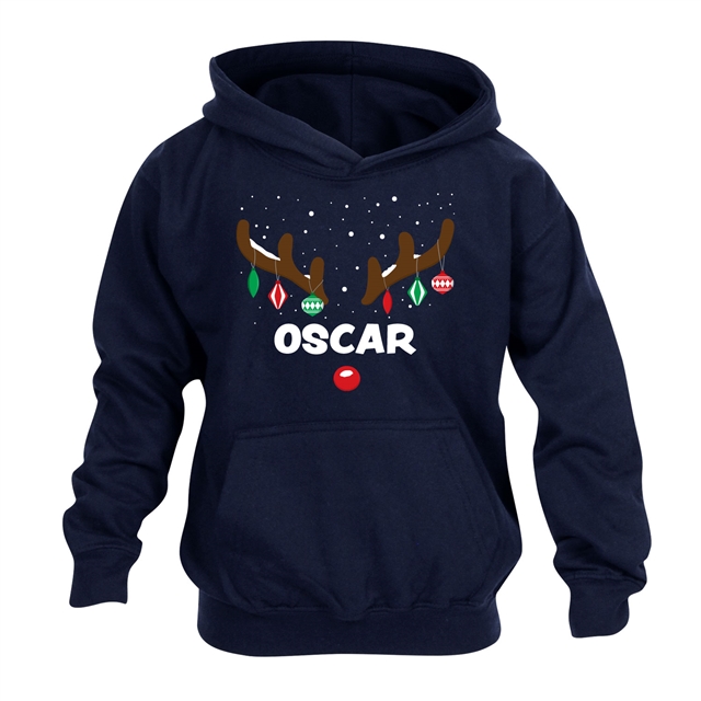 Reindeer Antlers Personalised Christmas Hoodie - Child