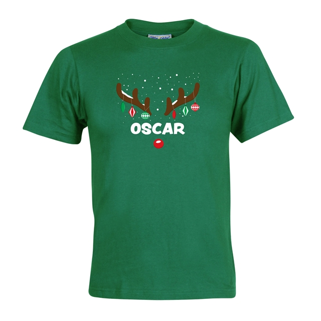 Reindeer Antlers Personalised Christmas T-Shirt - Child