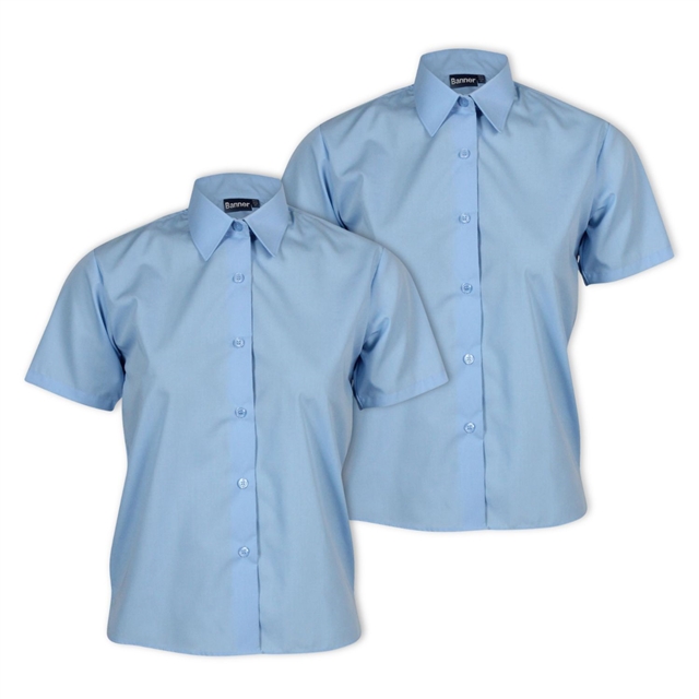 Sky Short Sleeve School Blouse - Twin Pack