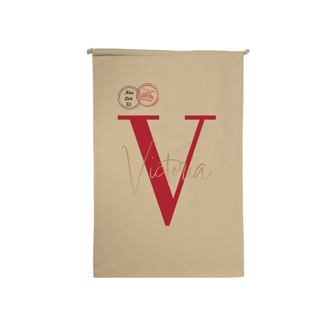 Letter & Name Personalised Christmas Stocking Gift Sack - Small