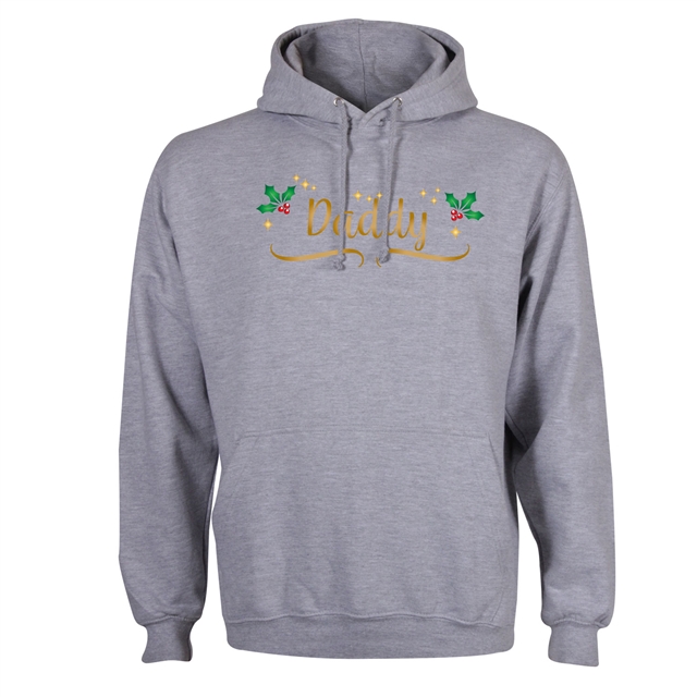 Personalised Metallic Name & Holly Christmas Hoodie - Adult