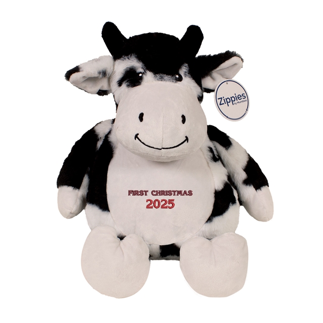 Personalisable First Christmas Cow Soft Toy