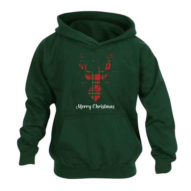 Tartan Reindeer Christmas Hoodie - Child