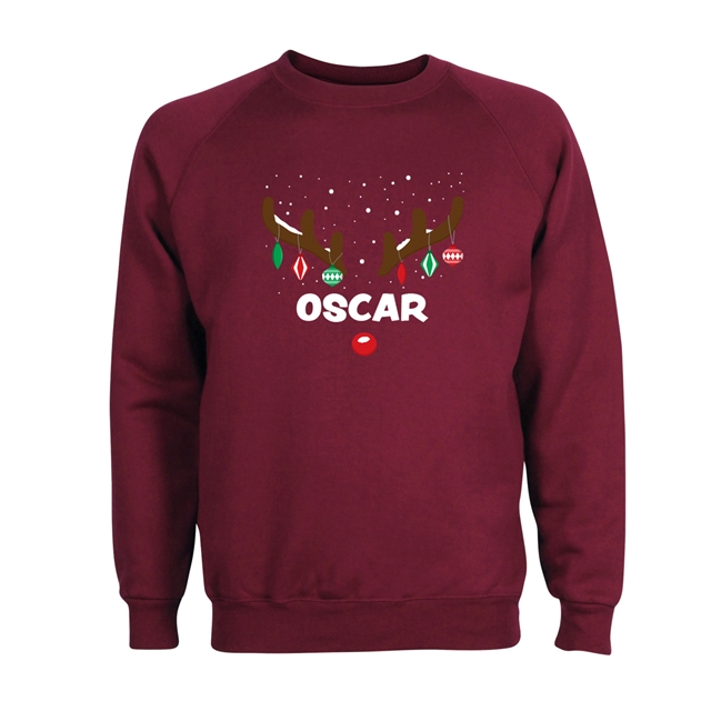 Reindeer Antlers Named Personalised Christmas Sweatshirt - Adult