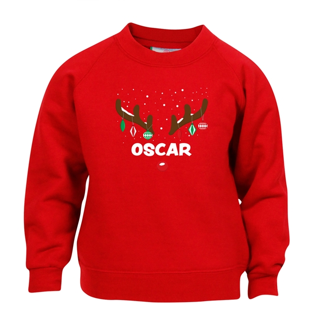 Reindeer Antlers Personalised Christmas Sweatshirt - Child