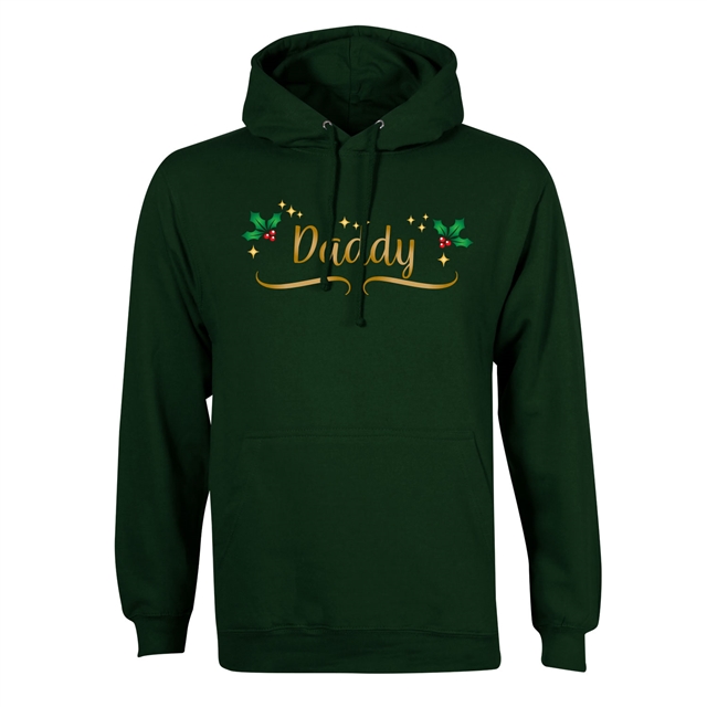 Personalised Metallic Name & Holly Christmas Hoodie - Adult