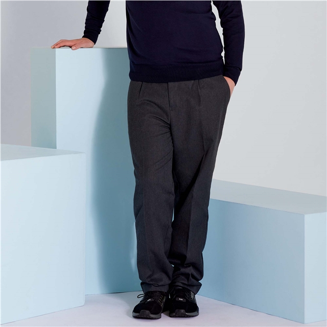 Grey Boys Flat Front Trousers