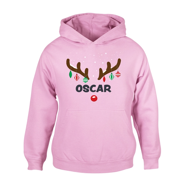 Reindeer Antlers Personalised Christmas Hoodie - Child